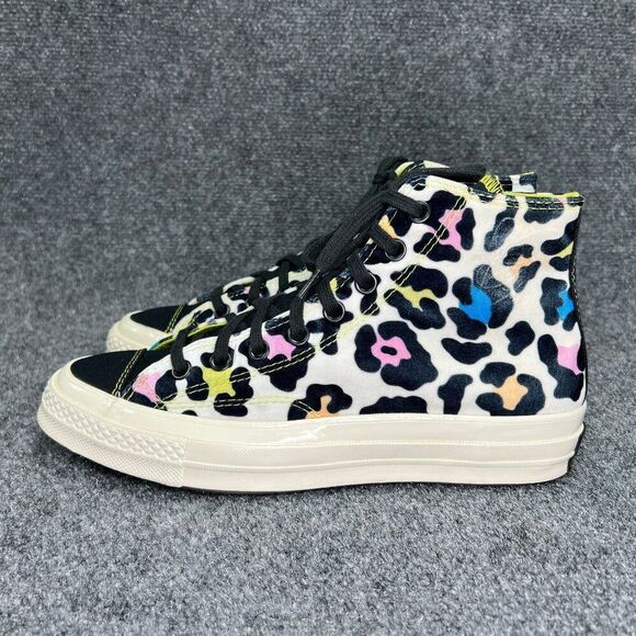 Converse Chuck 70 Hi Shoes Womens 9.5 Colorful Velvet Cheetah Print Chuck Taylor - Picture 4 of 14